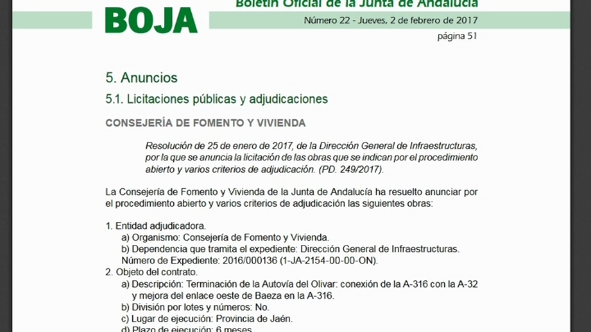 Publicada en BOJA la licitación para el acceso oeste de Baeza por la autovía del olivar