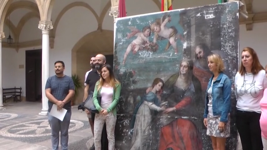 Presentada en Úbeda la restauración del cuadro «Educando a la Virgen»