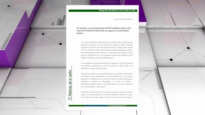 La Junta responde al PP de Baeza sobre la Escuela de Formación de La Laguna