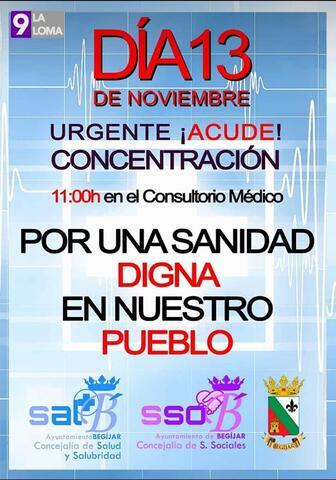 La ciudadanía de Begíjar se concentra por una sanidad digna en el municipio