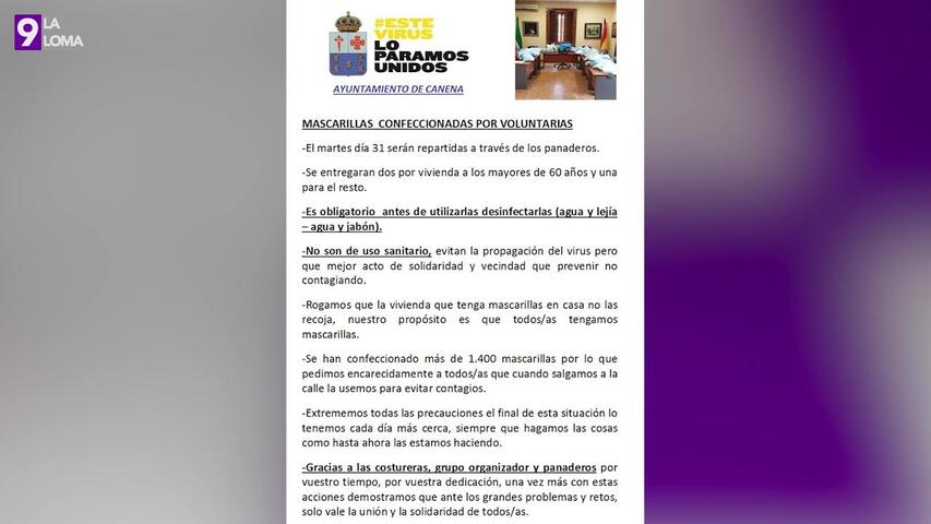 Los panaderos de Canena reparten más de 1400 mascarillas confeccionadas por costureras del municipio