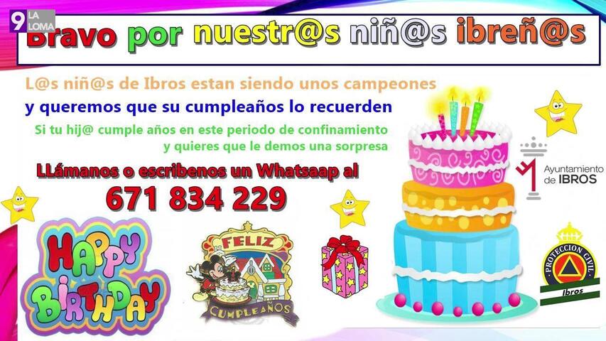 El Ayuntamiento de Ibros felicitará el cumpleaños a los niñ@s del municipio confinados