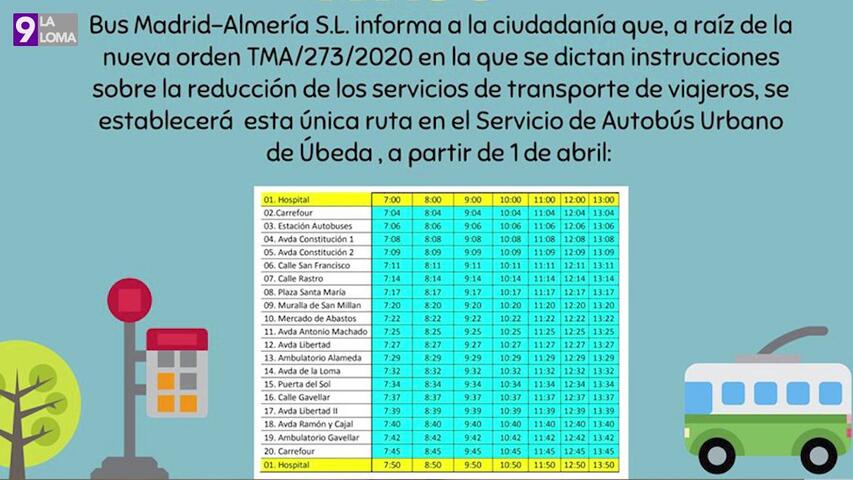 El Ayuntamiento de Úbeda informa que solo habrá una línea de bus urbano desde el 1 de abril