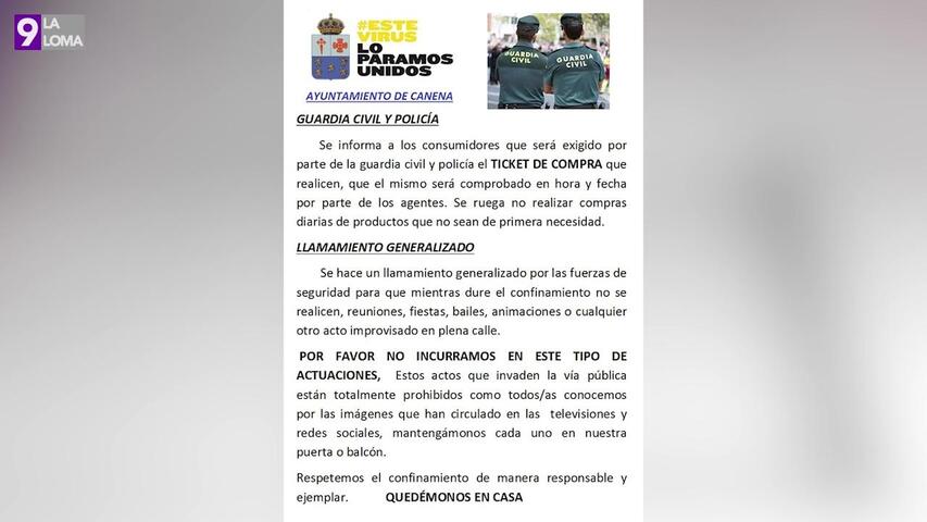 El Ayuntamiento de Canena recuerda que hay que llevar el ticket de la compra cuando se sale