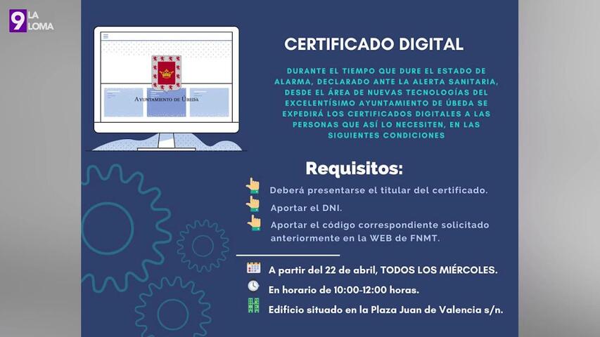 Las personas de Úbeda interesadas en certificado digital podrán personarse los miércoles en la Plaza Juan de Valencia