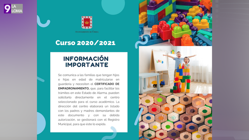 El Ayuntamiento de Úbeda facilitará el certificado de empadronamiento para la escolarización desde los centros educativos