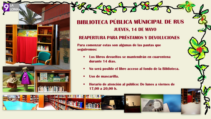 El Ayuntamiento de Rus reabre la biblioteca para préstamos y devoluciones 4 biblioteca rus
