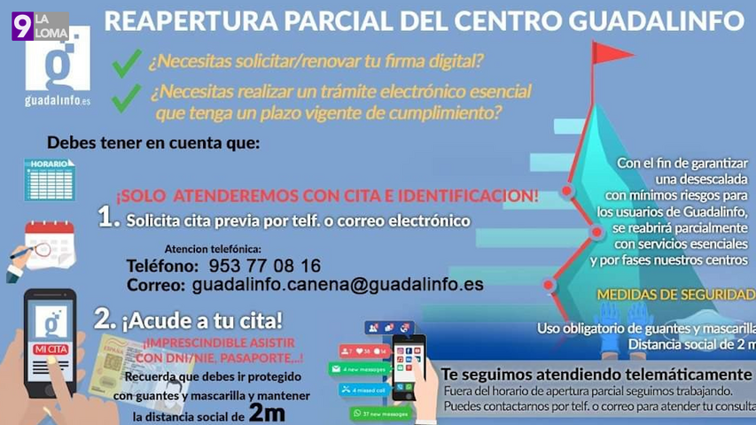 Guadalinfo abre sus puertas en Canena con cita previa y medidas de seguridad e higiene