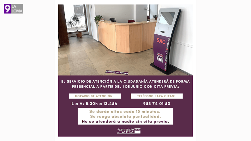 El Servicio de Atención a la Ciudadanía del Ayuntamiento de Baeza atenderá de forma presencial desde el lunes, aunque con cita previa