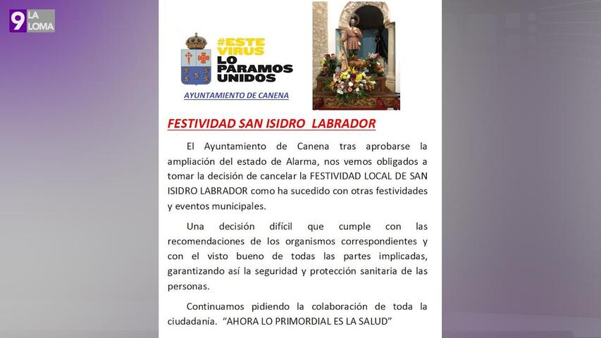 El Ayuntamiento de Canena acuerda con todas las partes suspender las fiestas de San Isidro