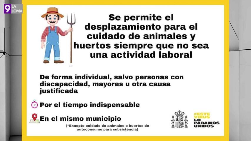 El Ayuntamiento de Rus recuerda que se permiten los desplazamientos para cuidado de animales y huertos de autoconsumo