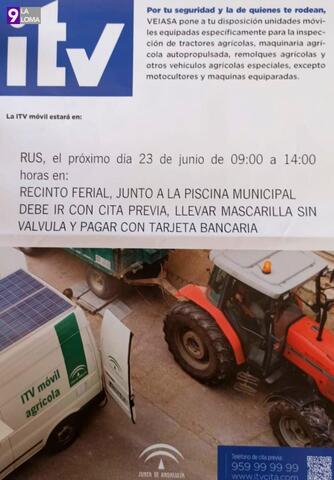 El servicio móvil de la ITV estará el 23 de junio en Rus para vehículos agrícolas 2 rus itv