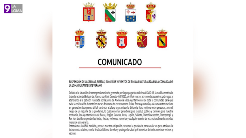 Comunicado conjunto de los ayuntamientos de la comarca para comunicar la suspensión de las ferias y verbenas durante este verano 2 suspension fiestas