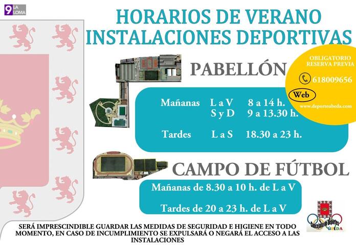 El Ayuntamiento de Úbeda publica los horarios de verano de las instalaciones deportivas