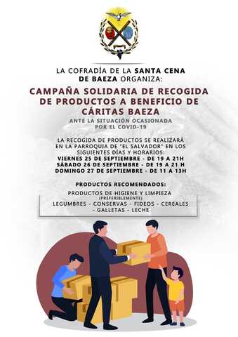 La Cofradía de la Santa Cena convoca una campaña extraordinaria de recogida de alimentos a favor de Cáritas