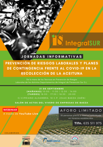 Baeza acoge una jornada informativa sobre prevención de riesgos laborales frente a la Covid-19 en la recolección de la aceituna
