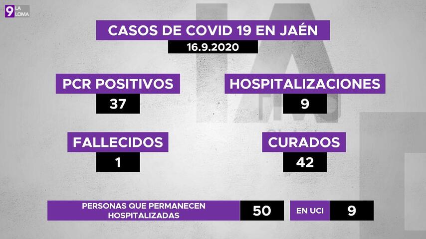 37 nuevos positivos en covid19, 9 hospitalizaciones, 1 persona fallecida y 42 personas curadas en la provincia de Jaén