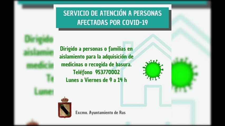 El Ayuntamiento de Rus continua atendiendo la entrega de medicinas o retirada de basuras a personas sin familiares afectadas por covid19