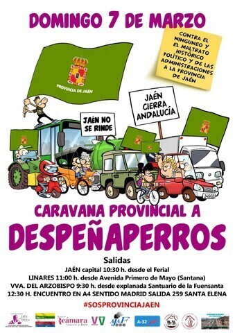 Jaén cierra Andalucía por Despeñaperros este domingo contra el abandono político a la provincia
