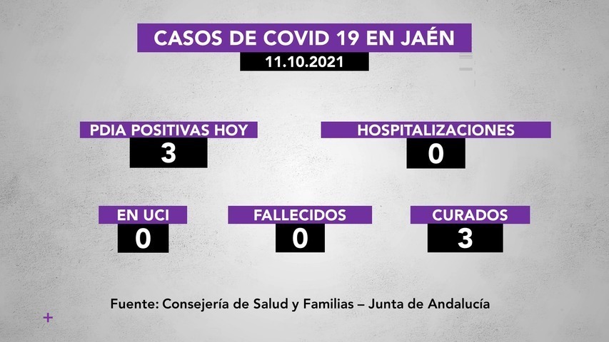 Casos de covid en la provincia a 11 de octubre: 3 nuevos positivos y 3 personas recuperadas