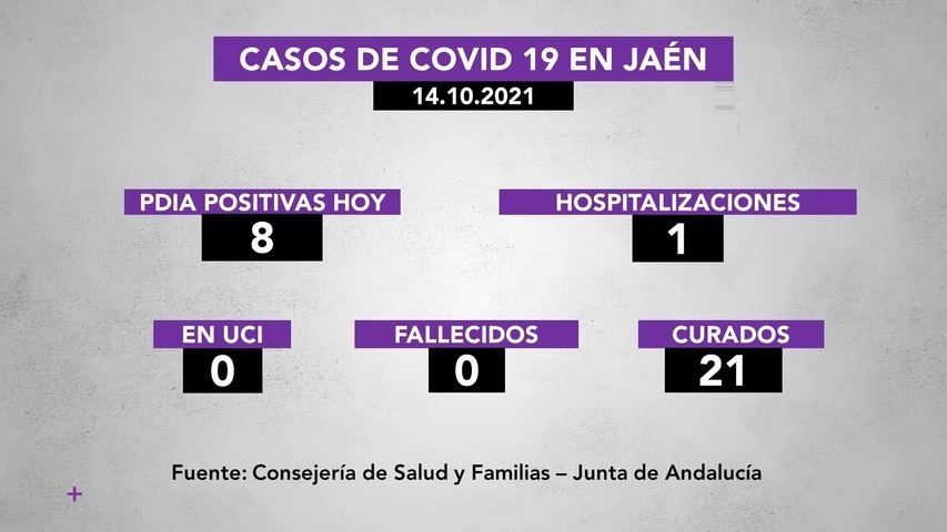 Casos de covid19 en la provincia a 14 de octubre: 8 nuevos positivos, 1 hospitalización y 21 personas recuperadas