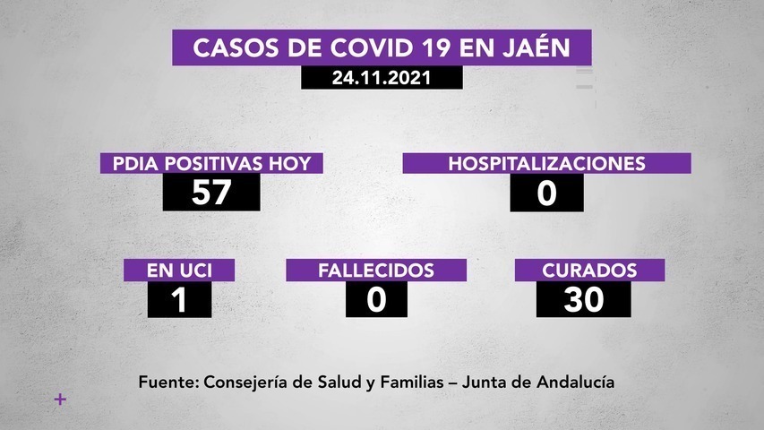 Covid19 en Jaén a 24 de noviembre: 57 nuevos casos y 30 personas recuperadas