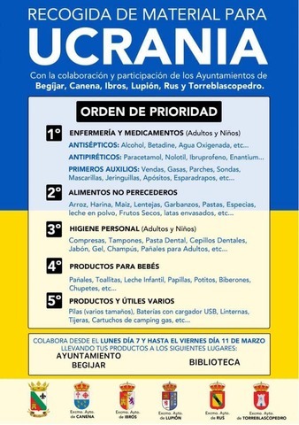 Nueva recogida de material para Ucrania en Begíjar
