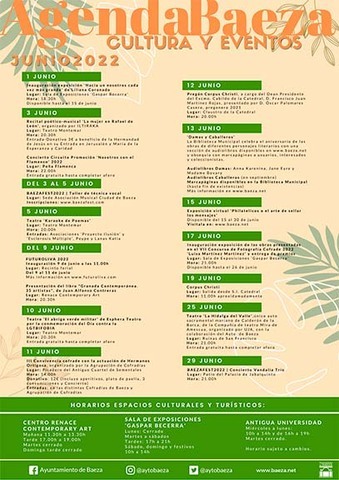 Baeza edita la Agenda Cultural del mes de junio