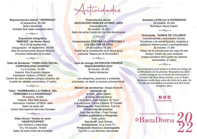Todo a punto para una nueva edición de Baeza por la Diversidad 3 TRIPTICO BAEZADIVERSA