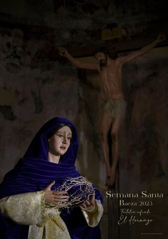 Sobrecogedor cartel para anunciar la Semana Santa de Baeza de la Tertulia “El Hornazo”