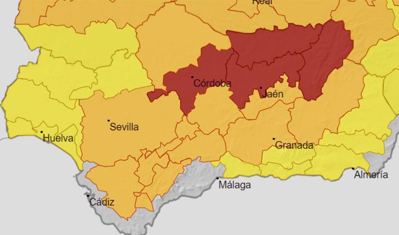 Aviso rojo por altas temperaturas mañana lunes en las provincias de Córdoba y Jaén