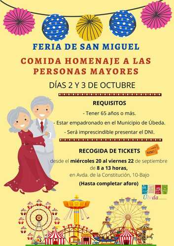 El ayuntamiento de Úbeda abre el plazo para recoger las invitaciones de la comida homenaje a las personas mayores