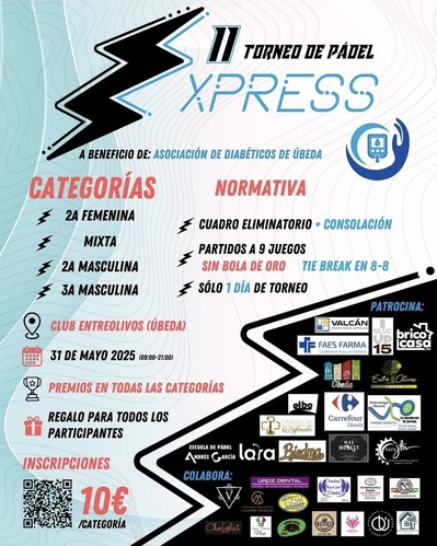 Entre Olivos celebrará el II Torneo de Pádel Xpress a beneficio de la Asociación de personas diabéticas 2 CARTEL PADEL XPRESS