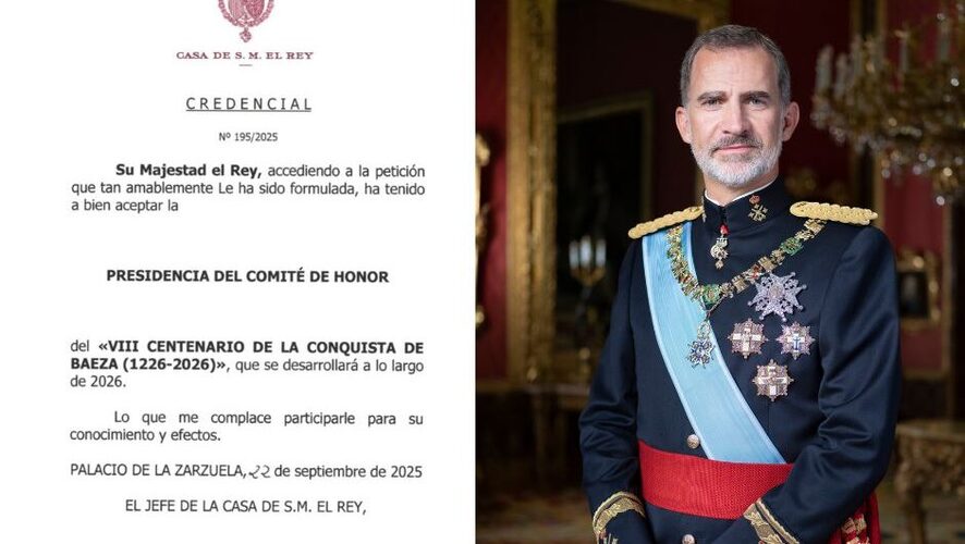 El Rey Felipe VI presidirá el Comité de Honor del VIII Centenario de la Conquista de Baeza