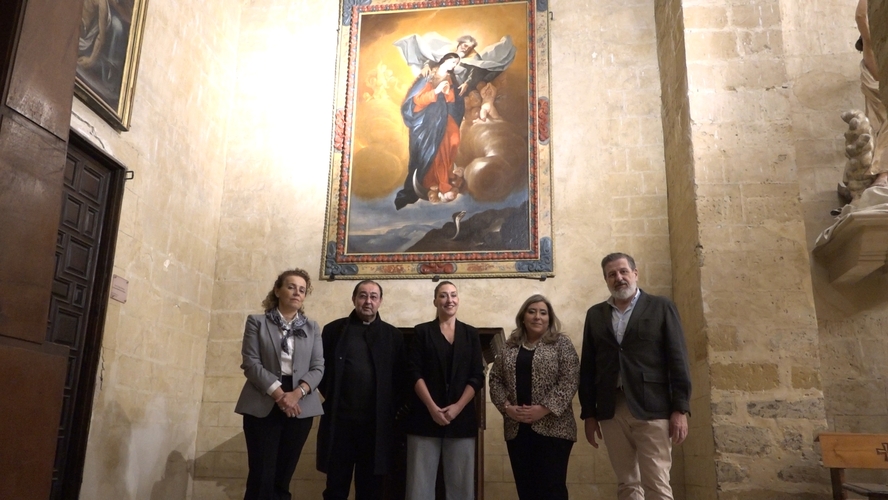 Culmina la restauración del lienzo Descenso de la Virgen Inmaculada en Baeza