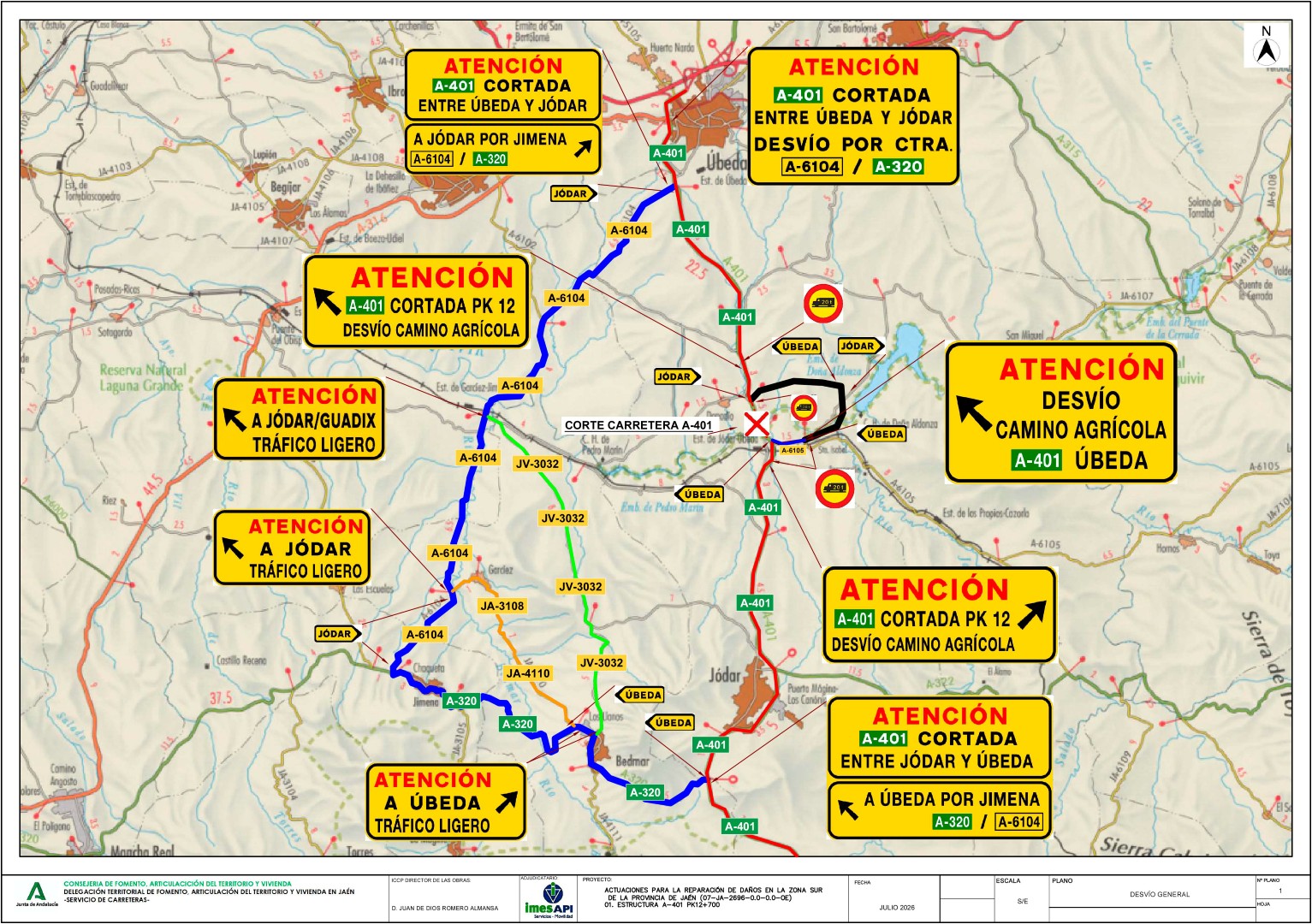 La Junta continua las obras de emergencia en el puente sobre el rio Guadalquivir de la A 401 con cortes de trafico desde este lunes Large